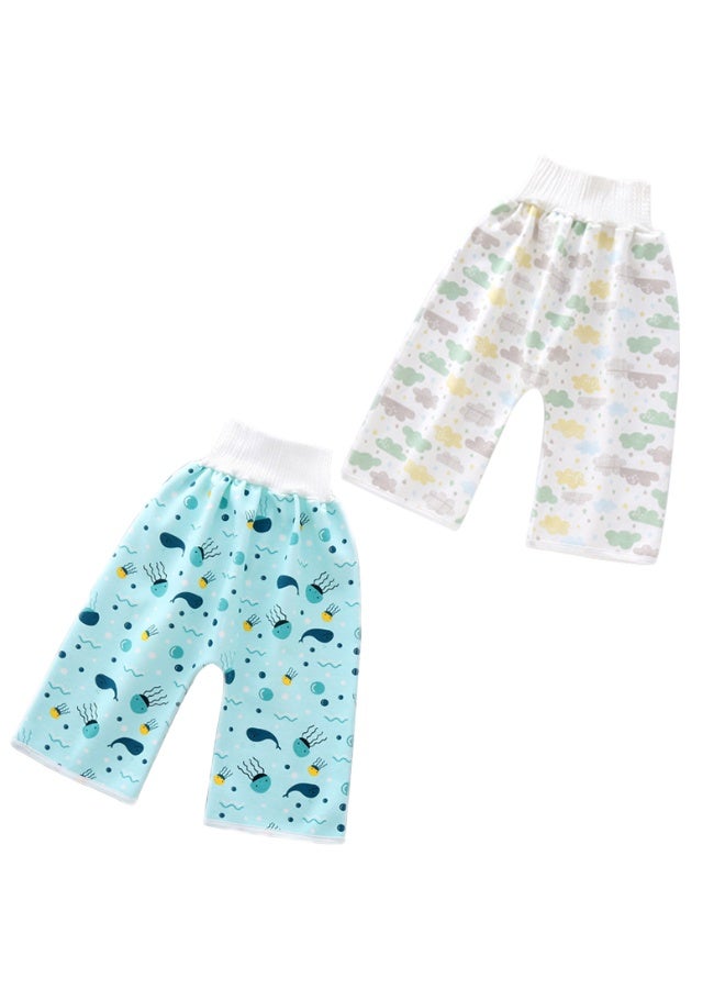 2 PCS Toddler Training Waterproof Diaper Pants High Waist Baby Diaper Skirt For Baby Girls - Image 1